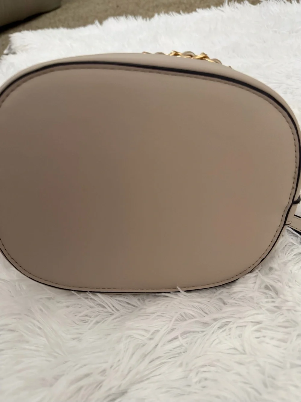 Taupe Bucket Bag with Gold Chain Details - NWT